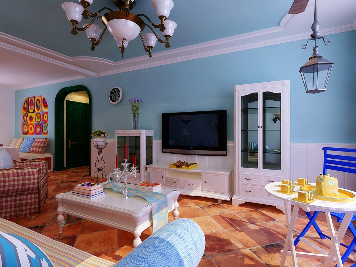 地中海風格客廳電視背景牆效果圖欣賞